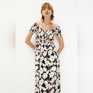 SMOCKED OFF-THE-SHOULDER DRESS